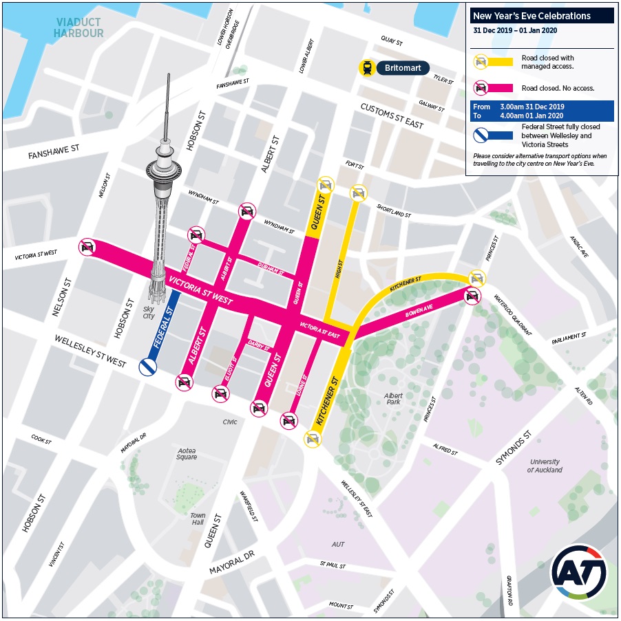 Map of road closures on NYE - AT