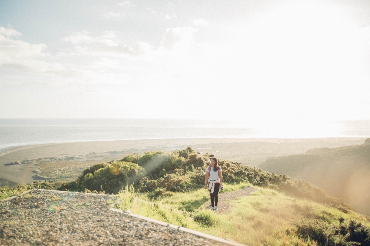 Girls walking in nature