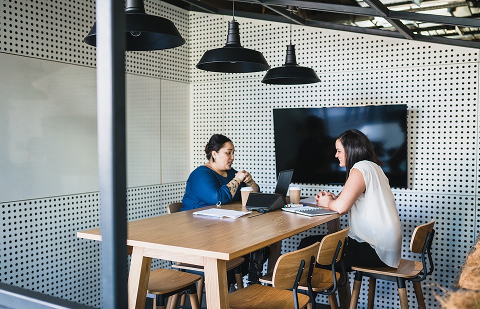 Two women in an interview