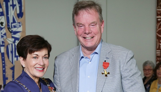 Rob Tapert's investiture to the New Zealand Order of Merit (ONZM) with New Zealand Governor General Patsy Reddy